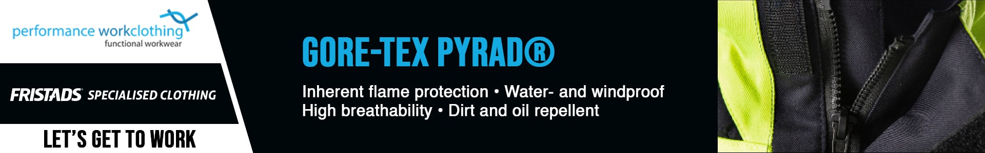 Home page banner for Performance Work Clothing, Goretex